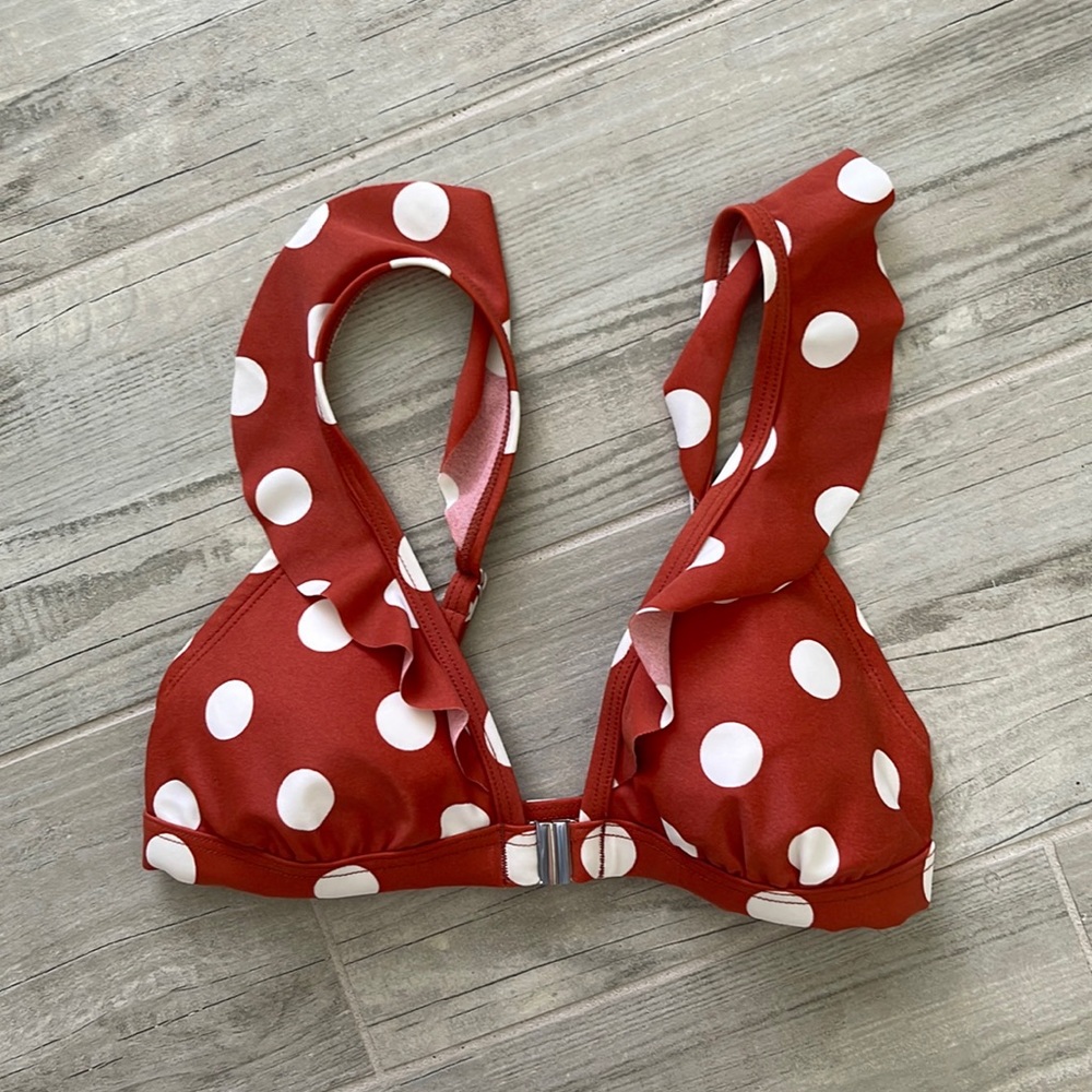 Rust Orange Polka Dot Swim Top